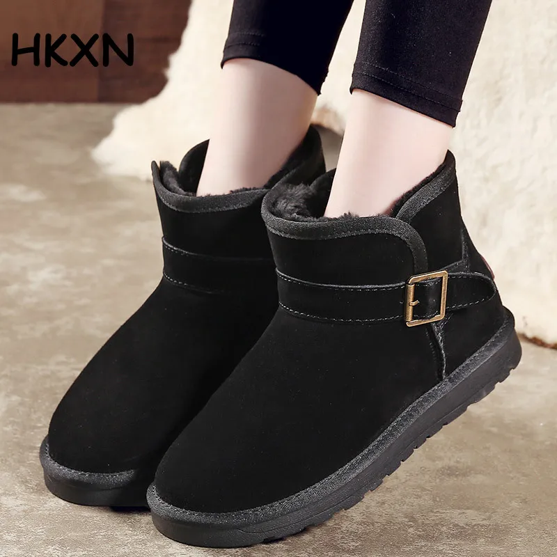 Snow Boots Australia Boots Ladies New Velvet Thick Winter Women's Shoes Leather Warm Snow Cotton Shoes Wild Casual Boots Women