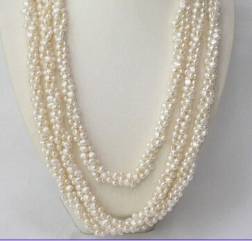 

ddh002943 LONG 90" 3strands Genuine baroque white pearls necklace