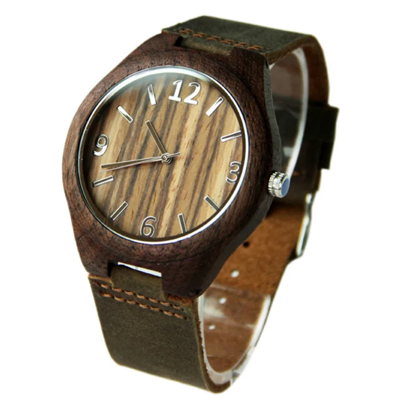 High Quality Sport Black Wooden Watch For Men and Women Round Quartz Wristwatch Best Gift For