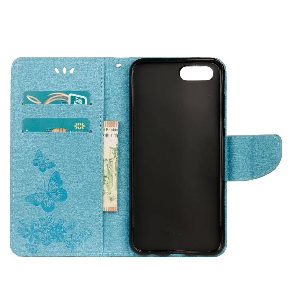 Retro Printing Butterfly Wallet Flip PU Leather Strap Stand Case For HUAWEI HONOR V10 HONOR 10 Magnetic Phone Cover w Card Slot (24)