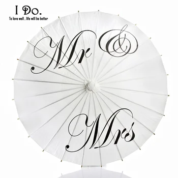 

Qianxiaozhen 84cm Mr & Mrs Painted Paper Parasol for Wedding Photographs Wedding Decor Paper Umbrella Clearance