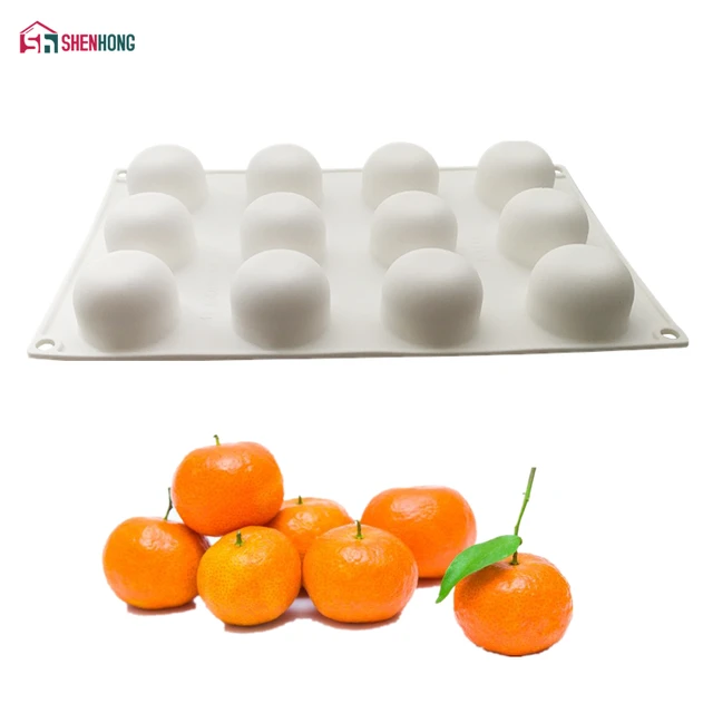 SHENHONG 12 Fori Arancione Da Dessert Torta Del Silicone Della Muffa Per La Cott SHENHONG 12 Fori Arancione Da Dessert Torta Del Silicone Della Muffa Per La Cott