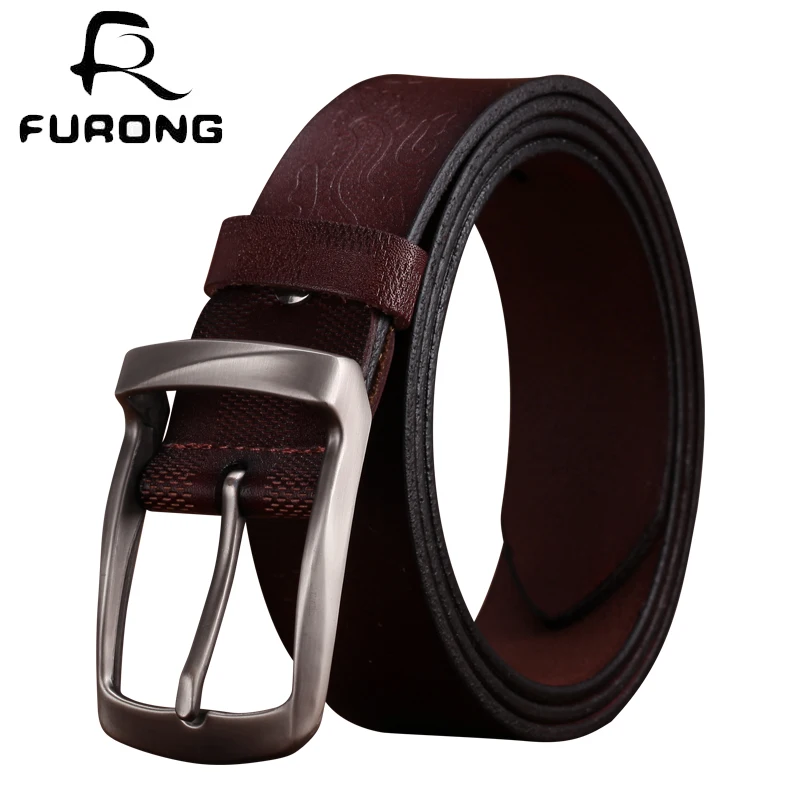 

FURONG 2018 New Design Men Belts Cowhide Embossing Retro Fashion Genuine Leather Belts For Male Leisure Luxury Strap Belt FR047