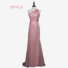 Розовый Формальные платья знаменитостей, Русалка одно плечо шифон блестки сексуальные длинные вечерние платья для красной дорожки