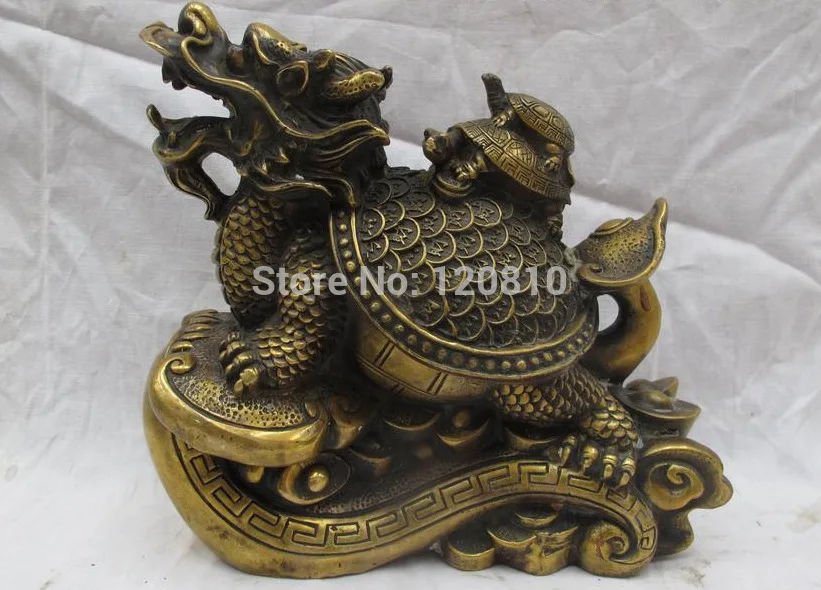

Chinese Fengshui Bronze Auspicious Ruyi money Dragon turtle Tortoise Statue