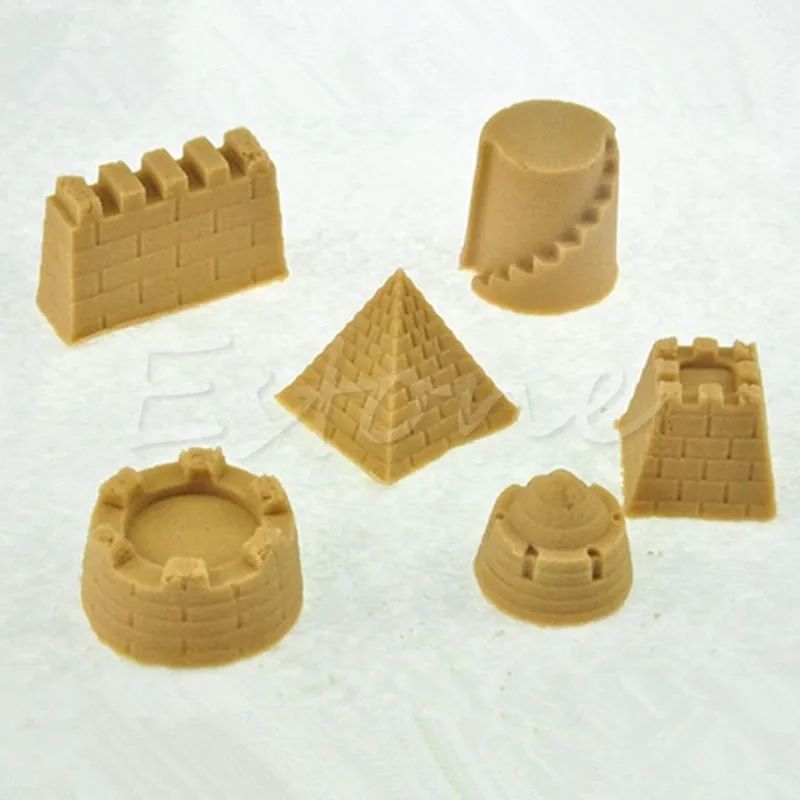 nice 6pcs set pyramid sand castle clay mold building model beach