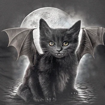 

Diamond Painting 5D DIY Full Square "Bat cat"Cross Stitch Daimond Embroidery Mosaic Painting Wall Decor