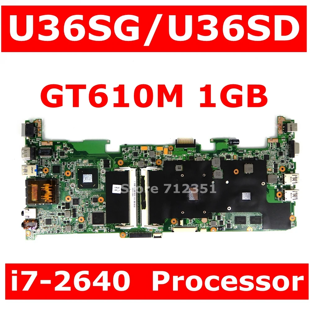 U36SG материнская плата I7-2640 процессор GT610M 1 ГБ для ASUS U36SD U36 U36S Материнская ноутбука