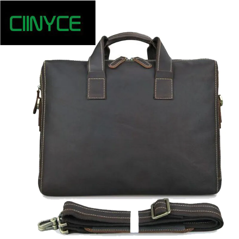 

men's briefcase handbags cow leather 2018 business man dress casual vintage brown laptop bags genuine leather male briefcase