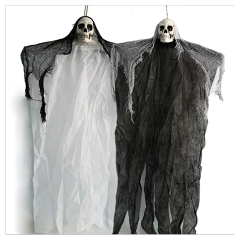 

100cm Creepy Skeleton Face Hanging Ghost Halloween Decoration Horror Haunted House Halloween Props Supplies June 24