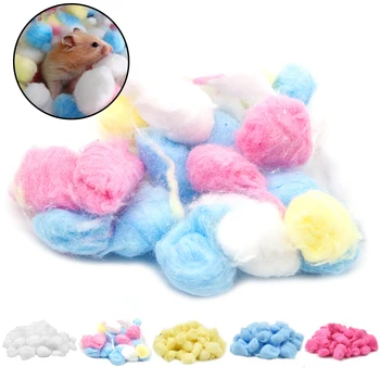 

50Pcs/100Pcs Small Pet Toys Colorful Cotton Balls For Hamster Rat Mouse Nesting Material Winter Keep Warm House Filler Supply