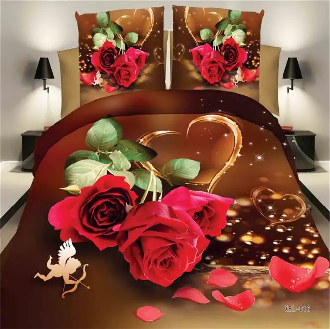 Домашний текстиль постельное белье 3D цветы розы Сирень пасторальный стиль 4 шт. пододеяльник наборы мягкий полиэстер постельное белье плоский простыня - Цвет: 24