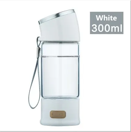 TIANXI 300 мл 5-го поколения водородная бутылка для воды из боросиликатного стекла ионизатор бутылок Водородная вода USB перезаряжаемая BPA-free - Цвет: Белый