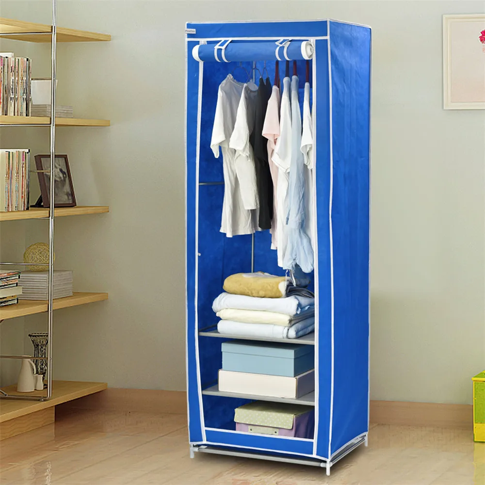 Finether Non-Woven fabric Single Wardrobe,Portable Clothes Closet Wardrobe Non-woven Fabric Storage Organizer storage box -Blue 4