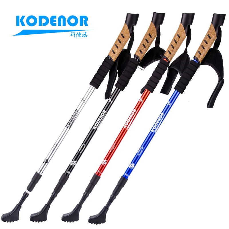 

Outdoor Aluminum Walking Stick Straight Shank Folding Lock Telescopic Ultra Light Shock Skiing Hand Turn Trekking Pole