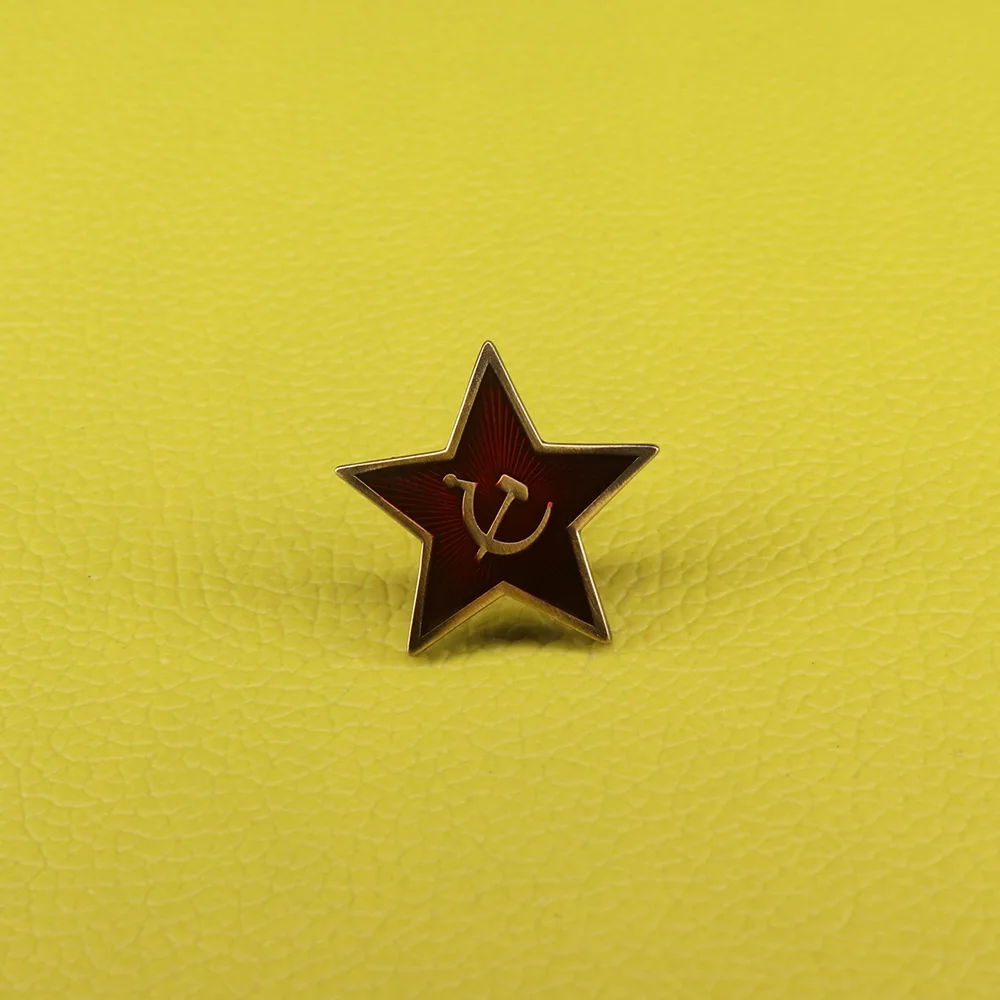 

USSR Communist red star enamel pin hammer and sickle brooch Soviet red army badge military uniform pins for men Russia jewelry