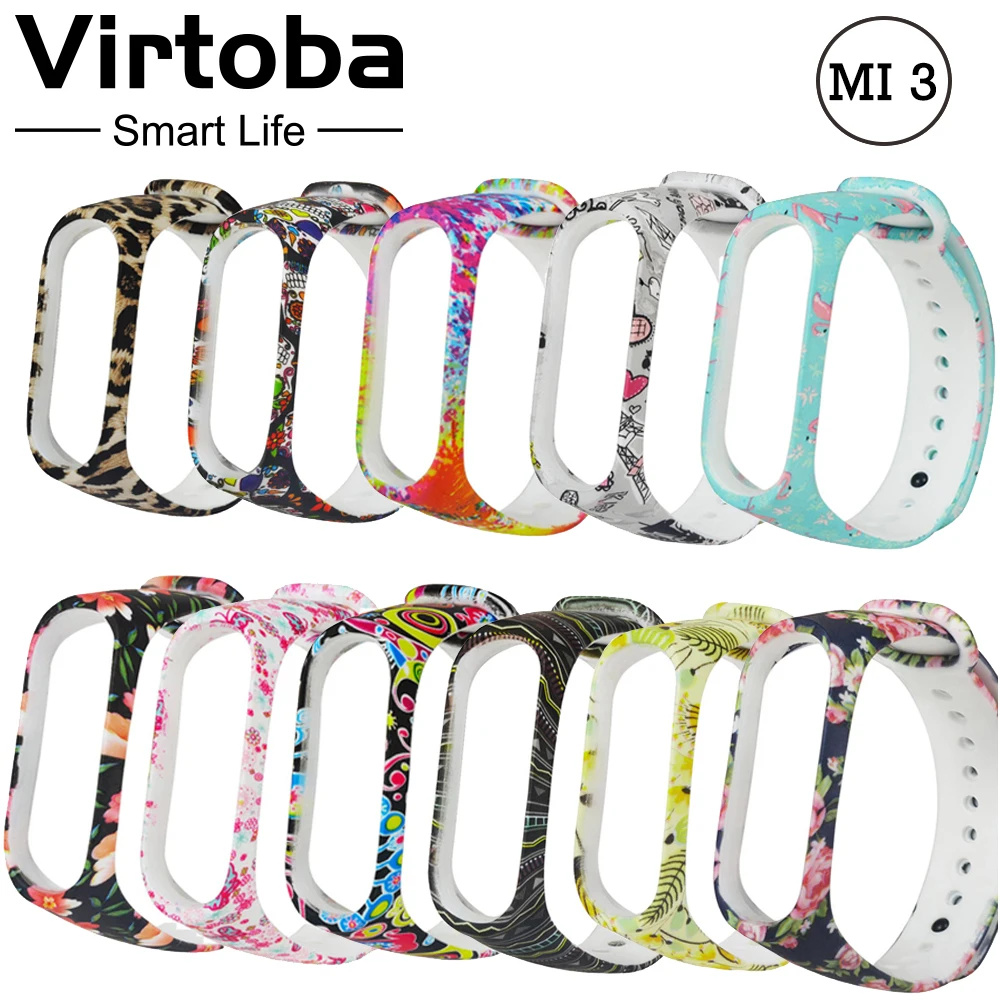 

Original Painted pattern Replacement Leopard Strap Silicon Waterproof clock watches Watch Band for Xiaomi Mi Band 3 Bracelet