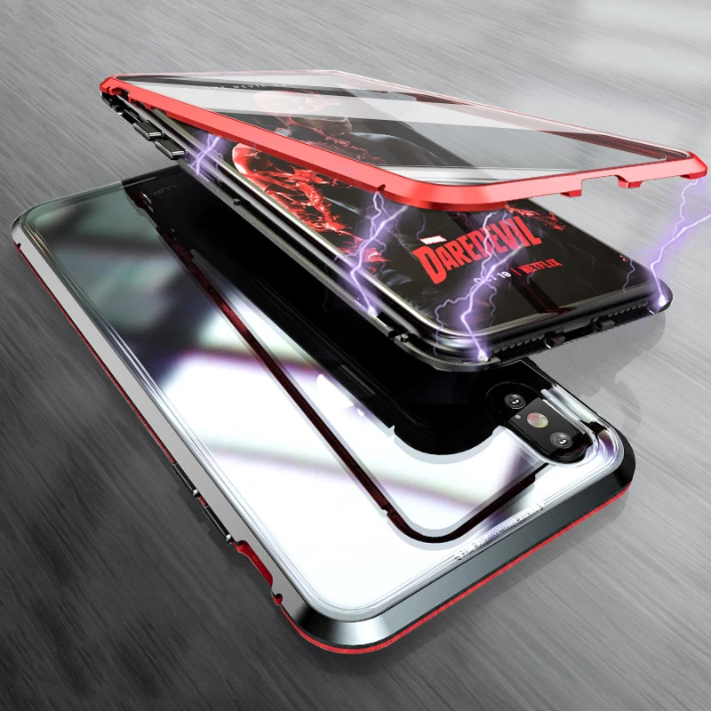 Luxury Double glass Metal Magnetic Case for iPhone XS MAX iPhone X XR 7 8 Plus 8plus Phone Case Magnet Cover 360 Full Protection (5)