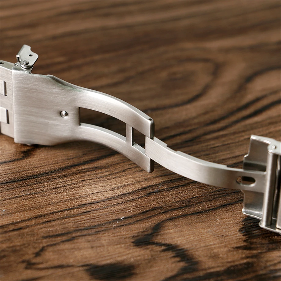 Silver/Black Solid Stainless Steel 22mm 20mm Watchbands Folding Clasp Mens High Quality Watch Strap Replacement