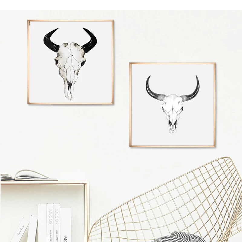 RELIABLI Арт холст Картины рогатый черепа фотографии Nordic Стиль Плакаты дома Wall ART