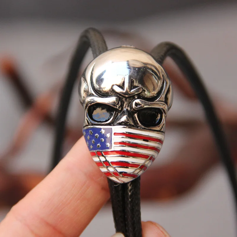 

Original designer stainless steel skull bolo tie for men personality neck tie fashion accessory