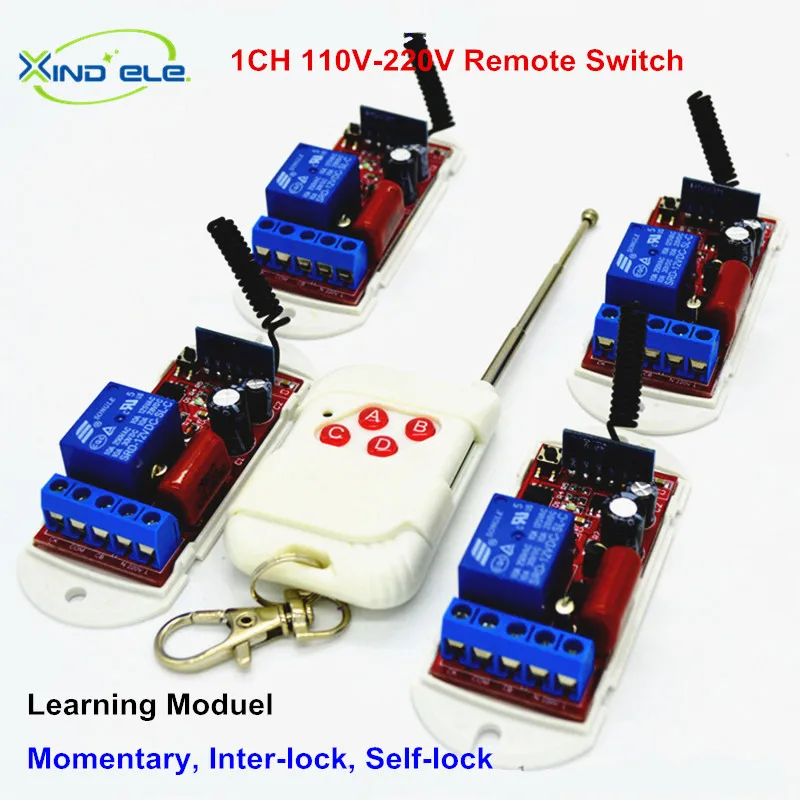 4pcs 433 mhz Remote Control Light Switch AC 110V 220V 10A RF 433mhz