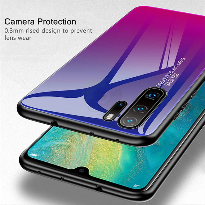Hard Case For Huawei P30 Pro Case Tempered Glass Cover Silicon Funda Soft TPU Frame Phone Case For Huawei P30 Lite P 30 P30 Case