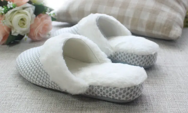 Home Slippers Women Men Plush Slipppers Knit Style Female House Indoor couple Bedroom Floor Slippers Solid Fur for Lovers (11)
