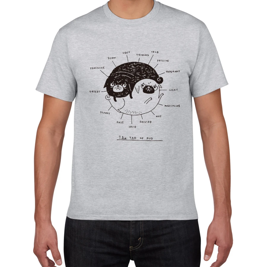 

2019 new funny the Tao of pug dog prinSummer t shirt men Casual men tops tees plus size 100% cotton Men's T-shirt clothes