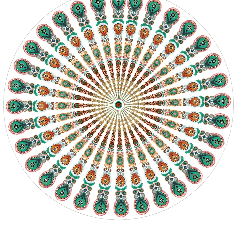 Billige GGGGGO HAUSE, runde Strand Handtuch erwachsene super soft polyester stoff 3D Indische Mandala Pfau druck yoga matte picknick sport handtuch