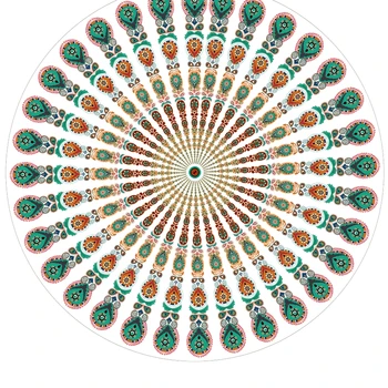 

GGGGGO HOME,round Beach Towel adults super soft polyester fabric 3D Indian Mandala Peacock printing yoga mat picnic/sport towel