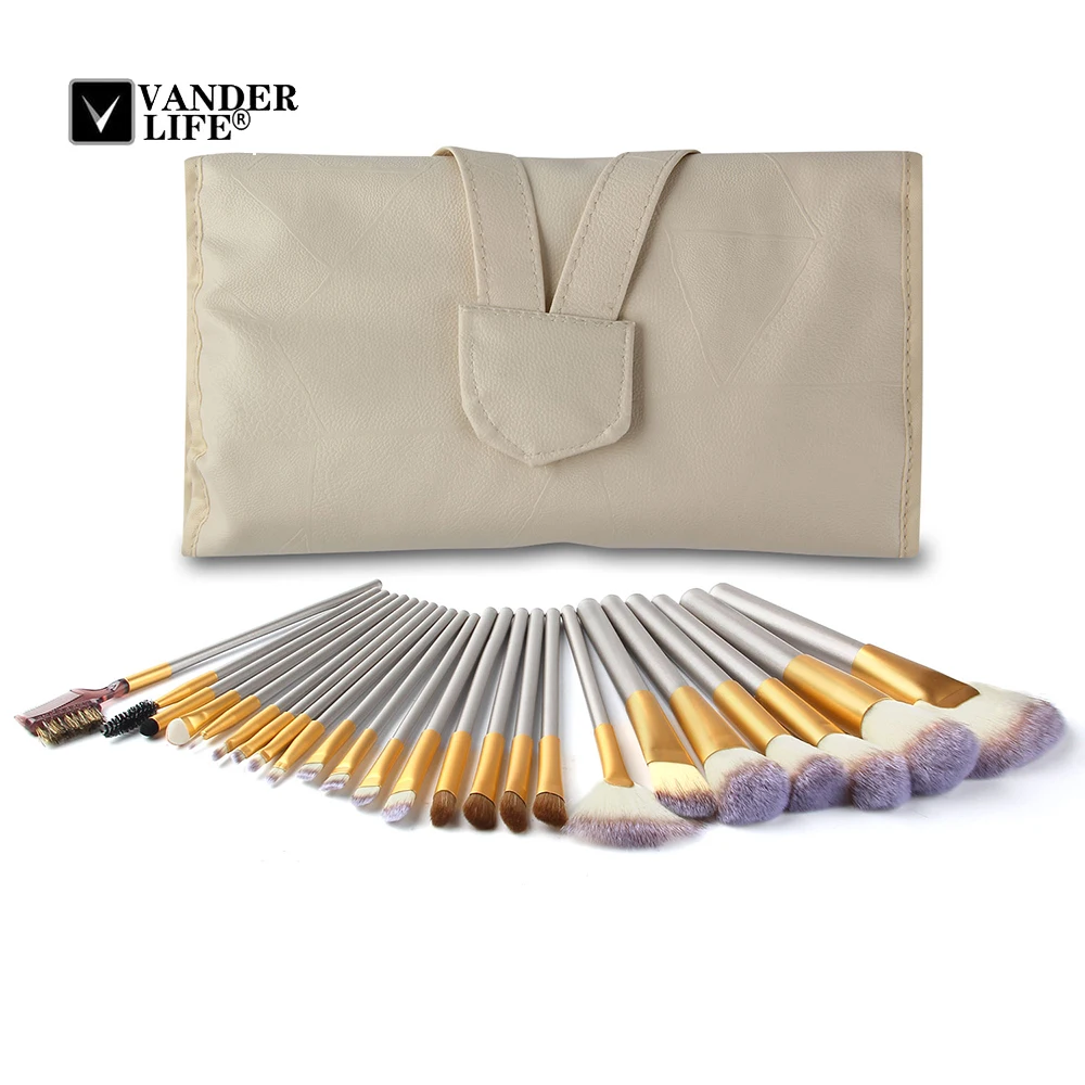 24 Pcs Make Up Set Soft Synthetic Professional Cosmetic Makeup Foundation Powder Blush Eyeliner Brushes Tools Kit with Bag (1)