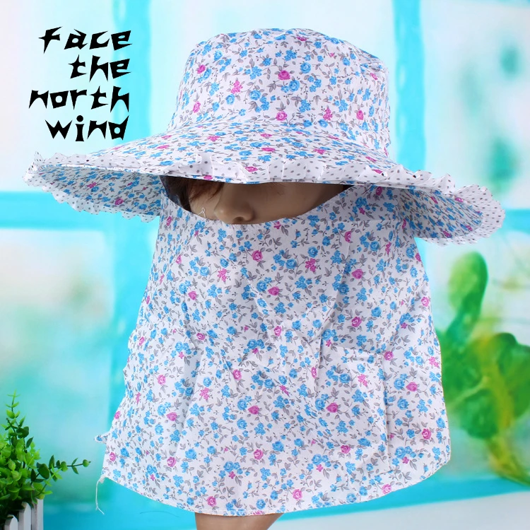 

Spring summer Woman picking cap Along with a large color sunbonnet Windproof cap Foldable female cap Hat 56-58cm