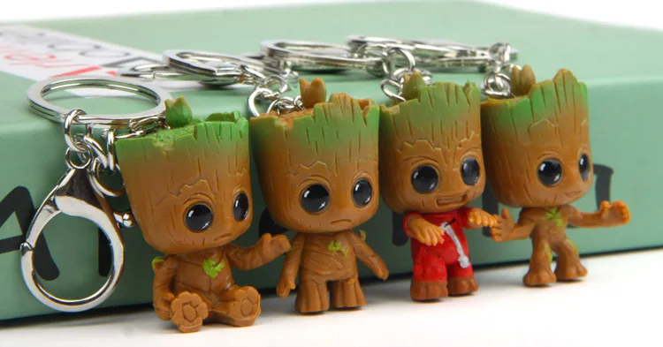 

4PCS Mini Tree man Figure Grootted Doll Keychain Toys Guardians Galaxy Baby Treeman Keychain Pendant Toy Mini Action Figure Toy