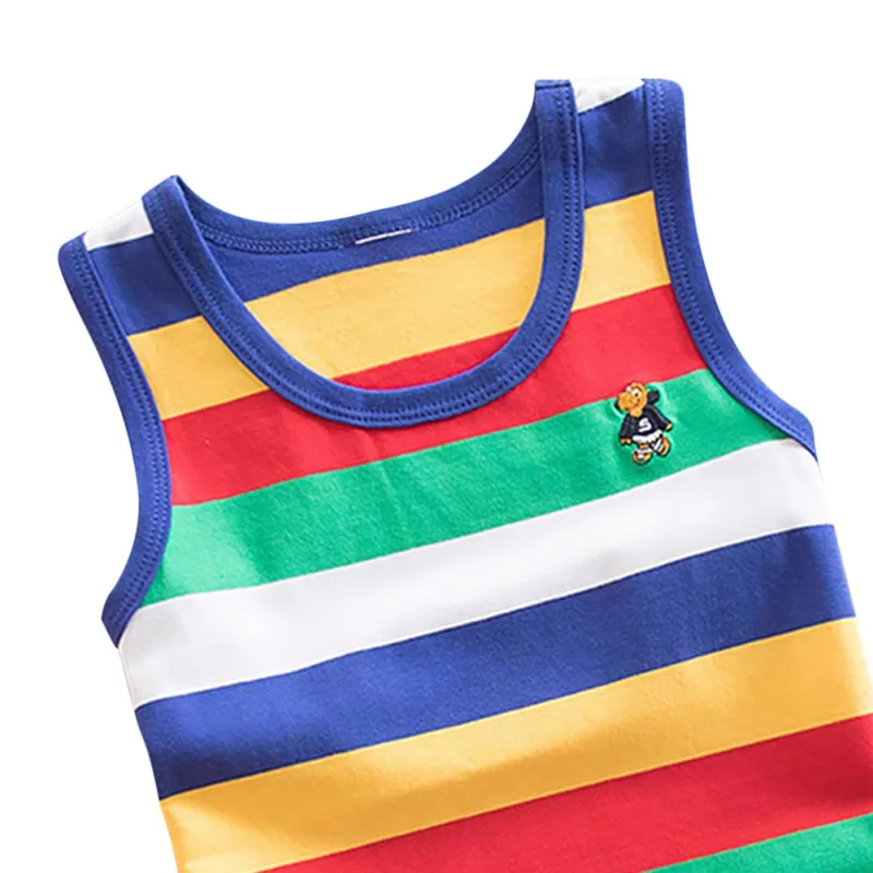 4 Striped Girls Boys Vest Sleeveless Tanks Tops For Girl Combed Cotton Kids Vest Camisoles Shirt Underwear