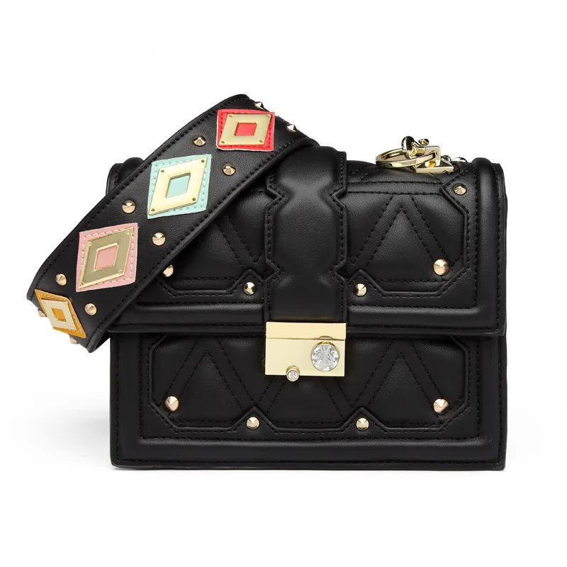 

Luxury Fashion Rivet Flap Messenger Bag Colorful Sequined Wide Straps Shoulder Crossbody Bag Famous Designer Luis Vuiton Gg Bags