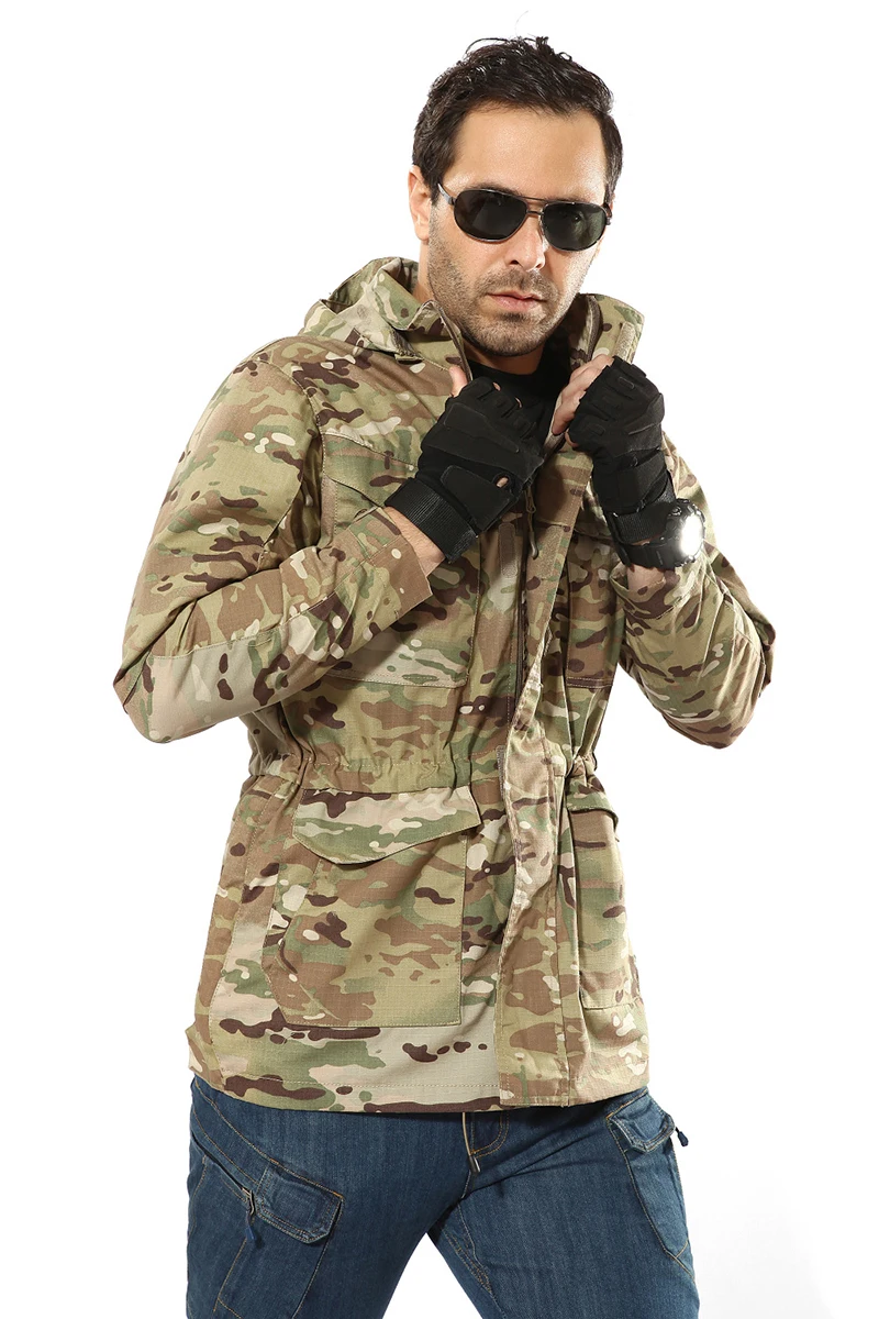 army mens waterproof military tactical jacket rip-stop multicam