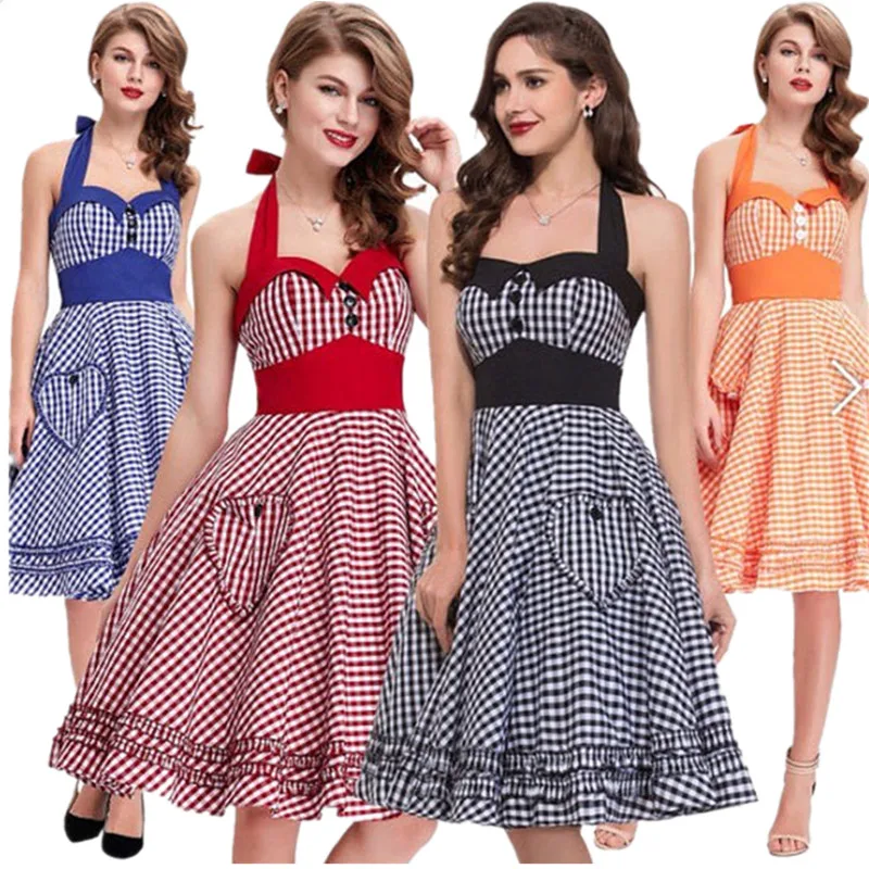 

4 Colors Adult Oktoberfest Beer Girl Costume Daily Suspender Pastoral Style Checkered Dress