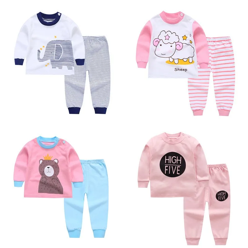 

Autumn Newborn Long-Sleeved Clothes Set Baby Boy Girl Shoulder Buckle Long-Sleeved Underwear / Pajamas / Sports Two-Piece Suit