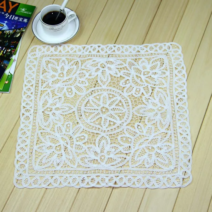 

QUNYINGXIU Table Cover Cloth Handmade Crocheted Scenic Square Protection Plate Tabelclothes Wedding Party 18*18 inch = 46*46cm