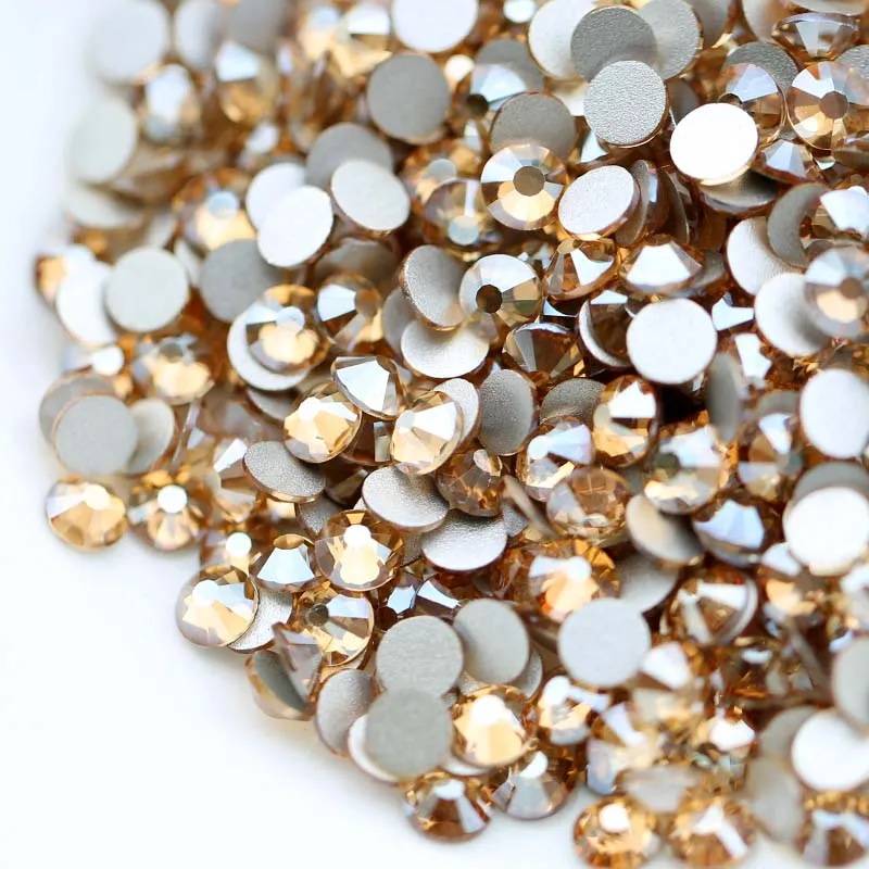 QIAO New Colors GSHA AB/ Golden Shadow Non Hotfix Flatback Glue On Glass Rhinestones Gem Decorations