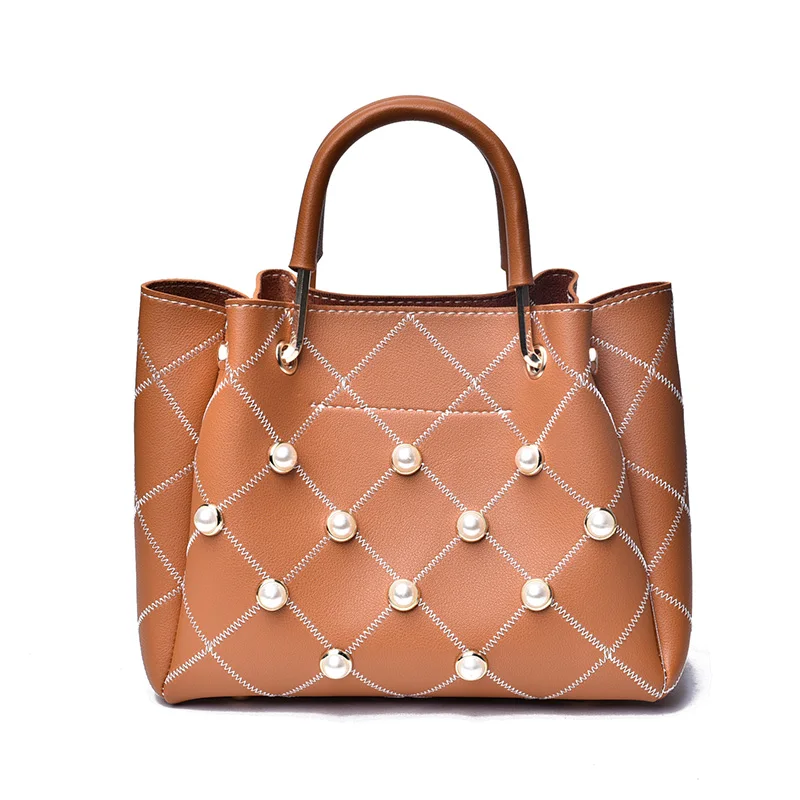 2018 New Plaid Small Handbag Women Fashion PU Leather Shoulder Bag Female Pearl Decoration Crossbody Lady Casual Totes | Багаж и сумки
