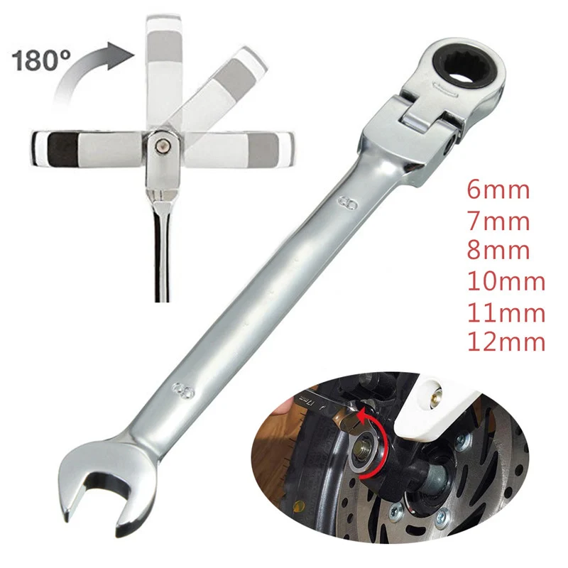 6-12 мм Гибкая поворотная головка трещотка комбинированный гаечный ключ гаражный метрический инструмент для дома
