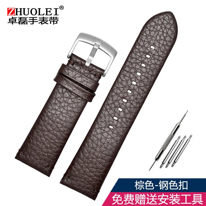 brown silver buckle Натуральная кожа ремешок для наручных часов AR1674 1647 1692 0397 1733 1755 1862 полированные металлические часы с застежкой Accessories20 22 мм - Цвет ремешка: brown silver buckle