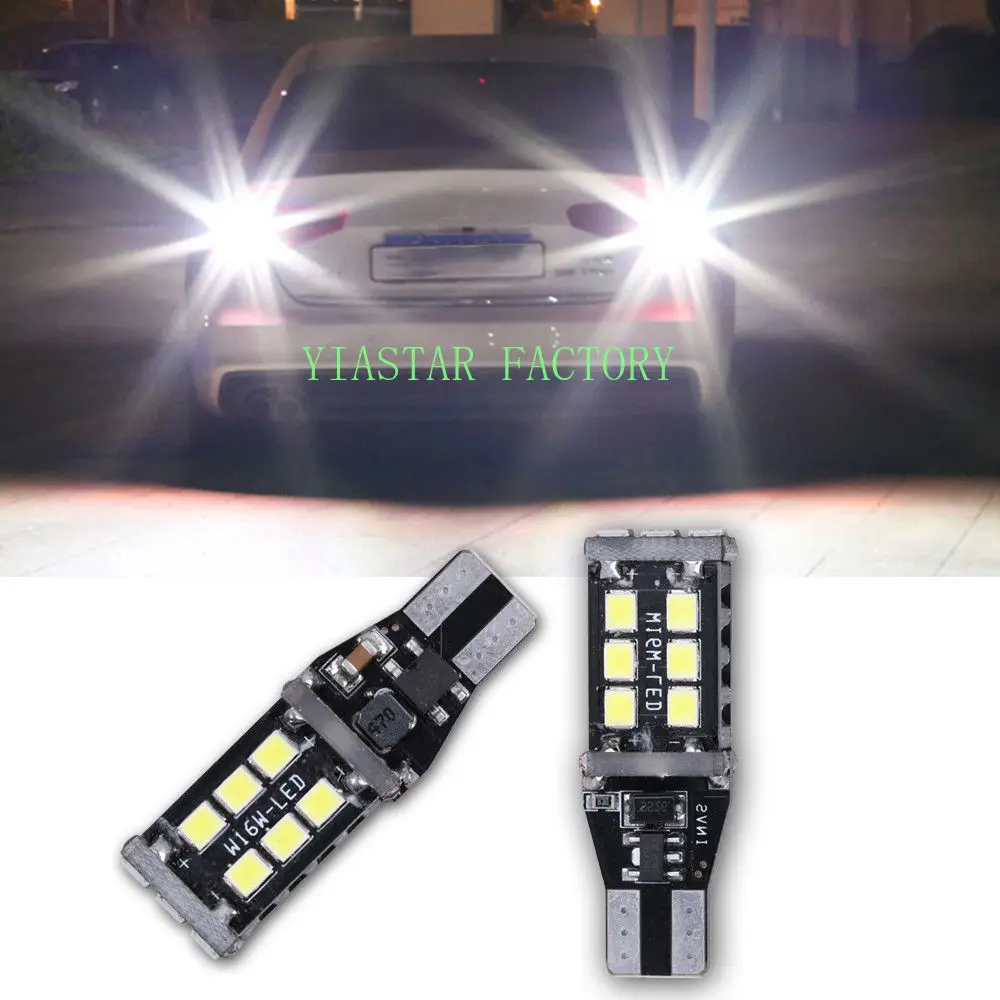 

Yiastar 10PCS New Canbus 7.5w T15 LED W16W t10 15SMD Car LED T10 15LED 2835 SMD NO ERROR Back UP light rear Lamp white