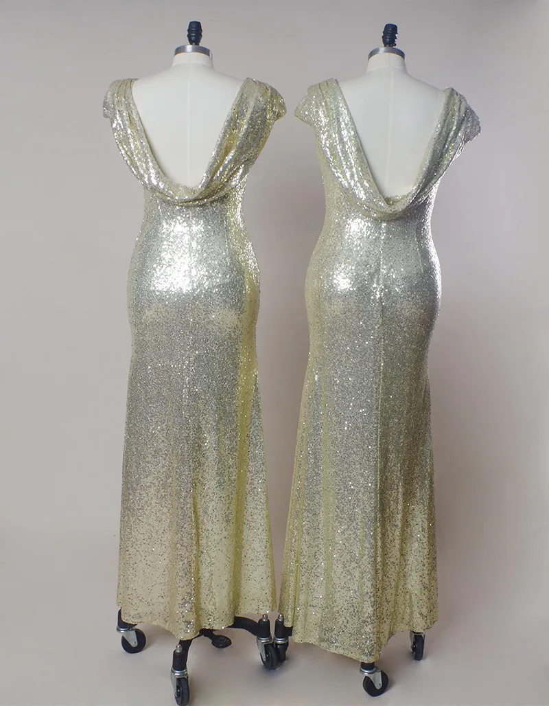 Hot Sale Gold Bridesmaid Dresses 2017 For Wedding Party Cap Sleeve Sequins Long Gold Sequins Dress Vestido De Dama De Honra (4)