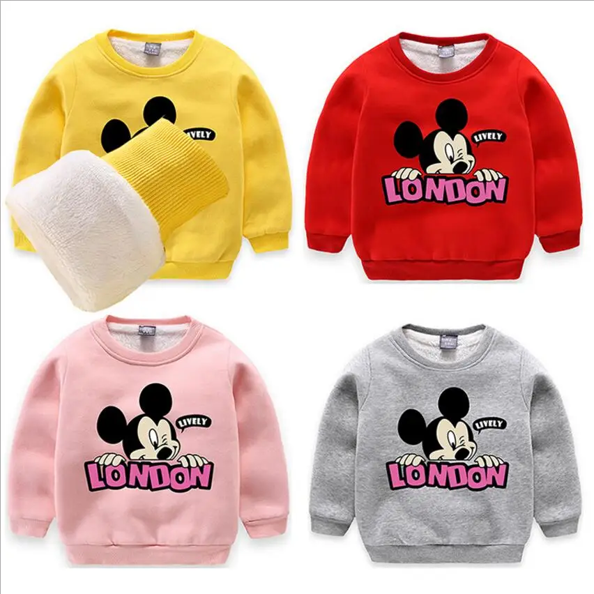 

2018Retail Baby Clothes Autumn Winter New Cartoon Mickey Mouse Hoodie Kids Thicken Sweater Children Printing Casual Warm Clothes