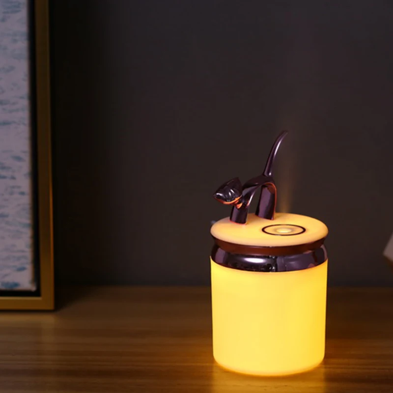 Car air freshener Kitten Humidifier Ultrasonic USB Mini Essential Oil Diffuser LED Light Office Home Air Purifier Mist Maker
