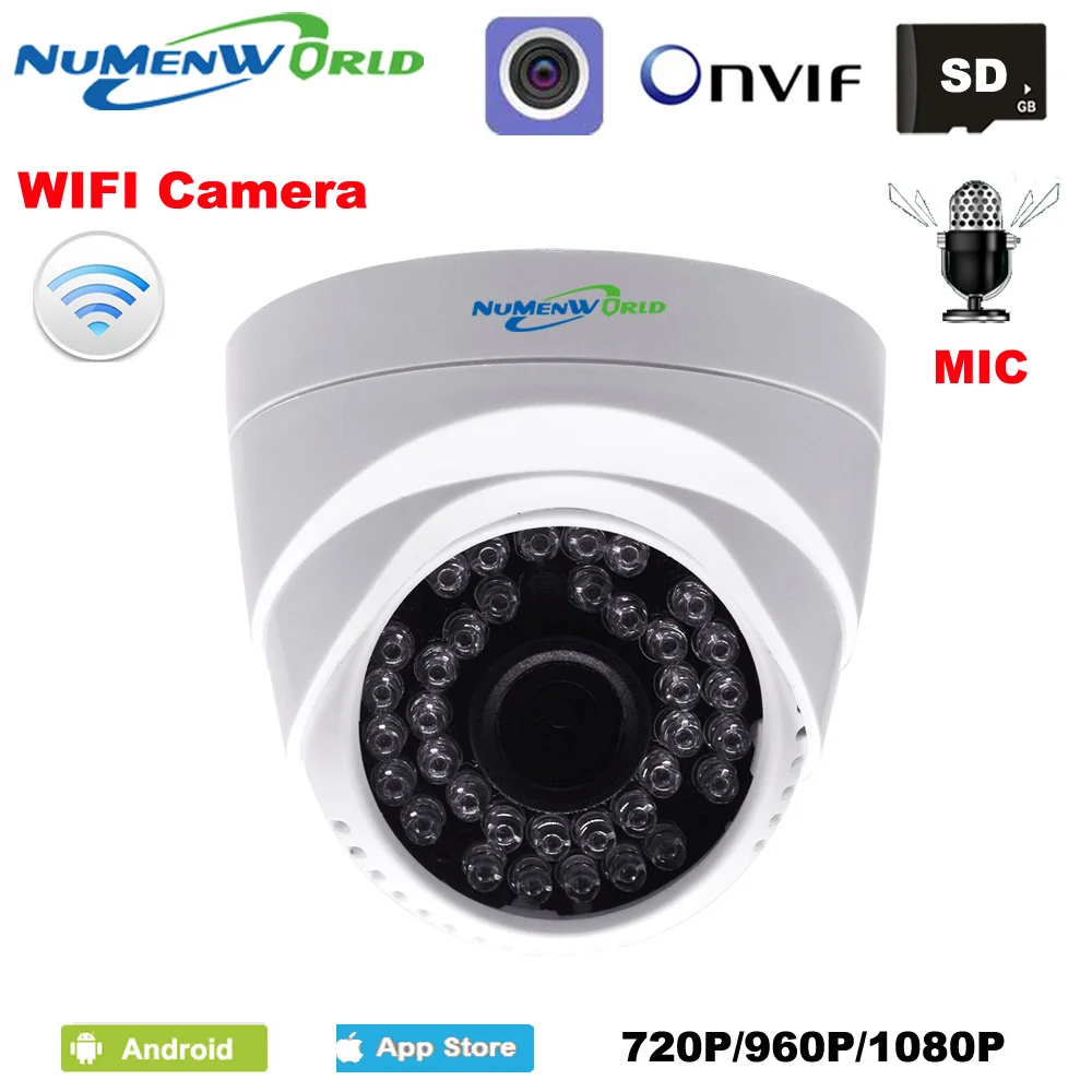 WIFI IP dome camera HD wireless Security CCTV webcam Built-in Microphone SD card slot use for indoor support smartphone view