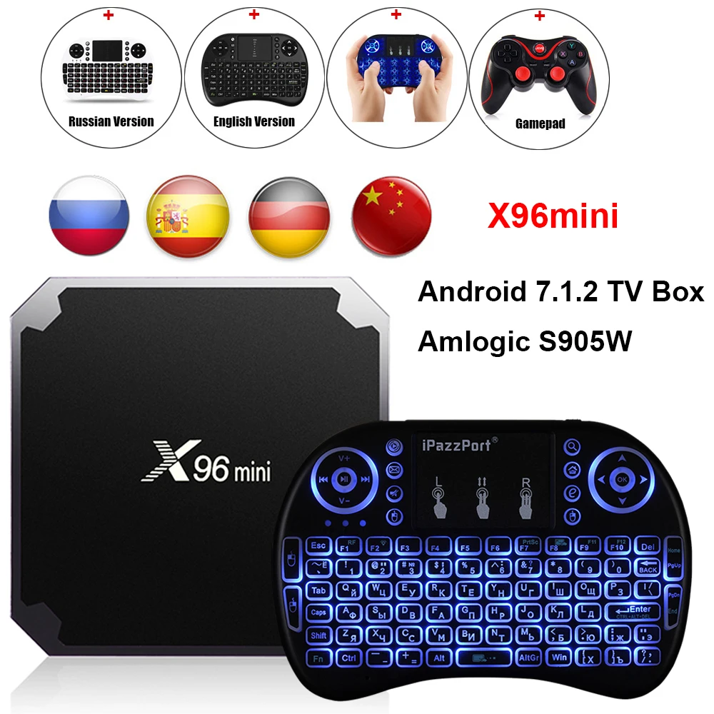 X96mini Android 7.1.2 ТВ-приставка Amlogic S905W 2 Гб ОЗУ+ 16 Гб ПЗУ/1 Гб+ 8 Гб четырехъядерный wifi HDMI 4K* 2K HD Смарт-приставка медиаплеер